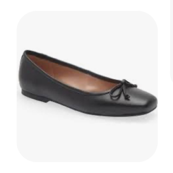 Nordstrom Black Leather Flats with Bow Detail - Picture 1 of 3